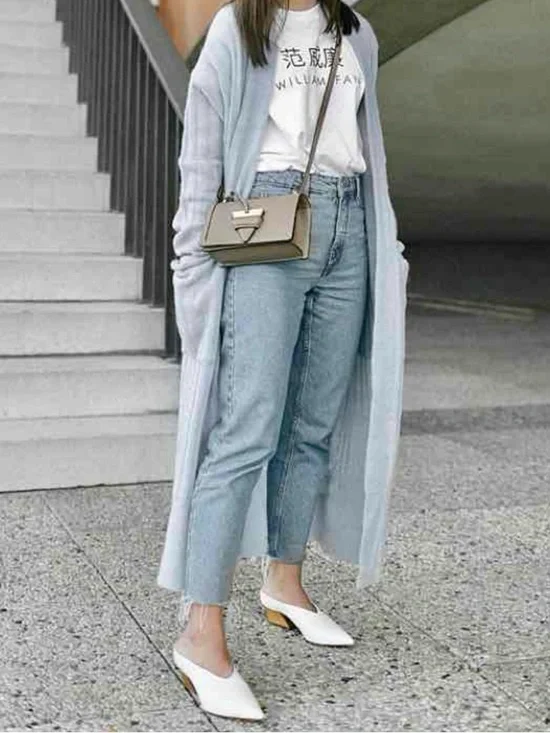 ZARA Pointy V-Neck Leather Block Heel Mules Minimalist - Picture 2 of 12